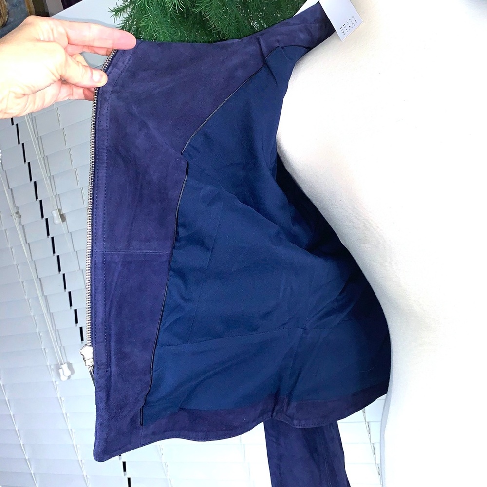 🚫SOLD! NWT🤩|•WHBM•| Navy Suede Moto Jacket* - Picture 14 of 16